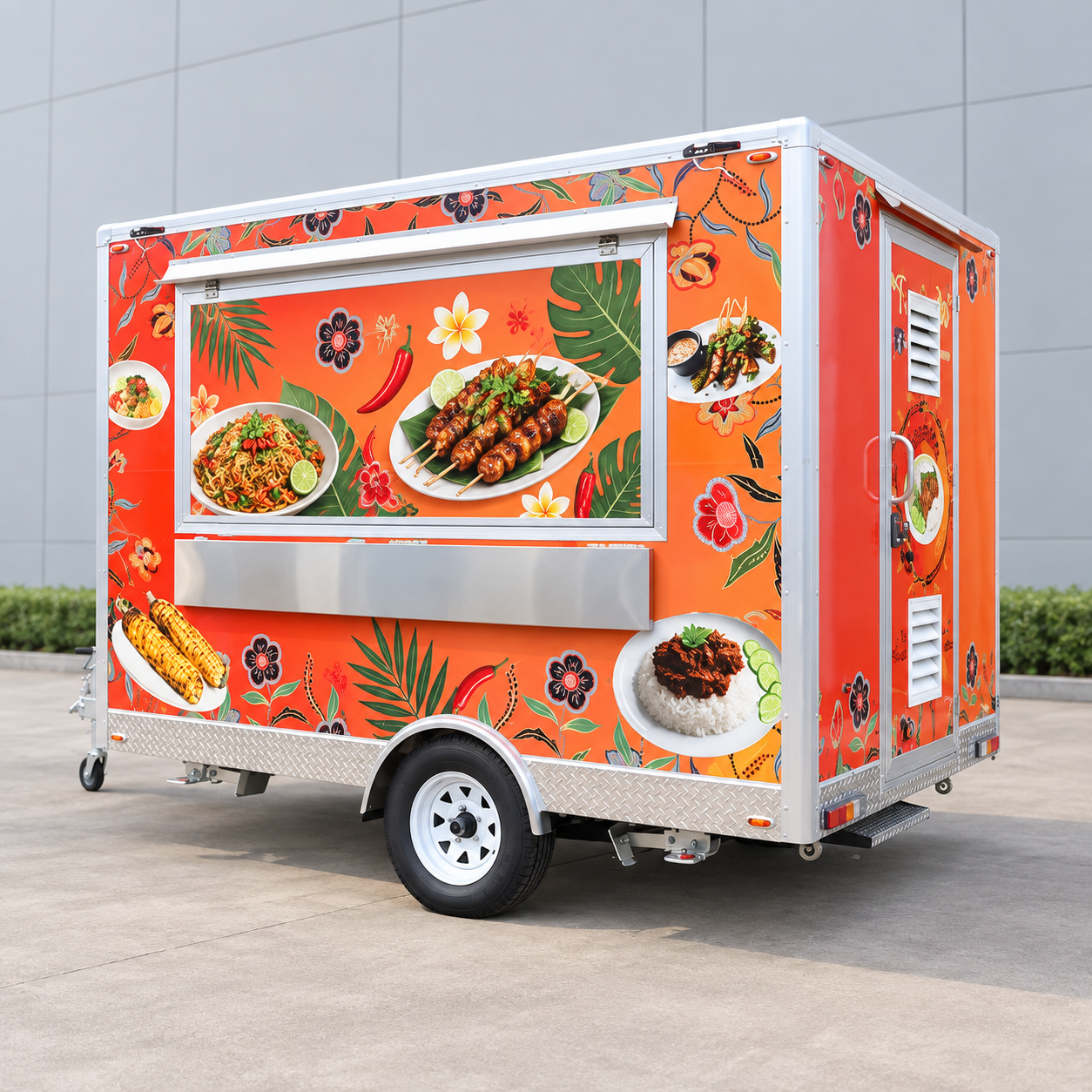 Orange street food trailer wrap concept